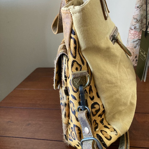 Myra Bag Leopard Print Wild In Woods Leather & Hair on Hide Bag - Picture 7 of 7